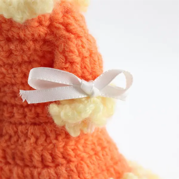 Vintage Hard Plastic Sleepy Eye Doll in Orange & Yellow Crocheted Dress 7" Tall