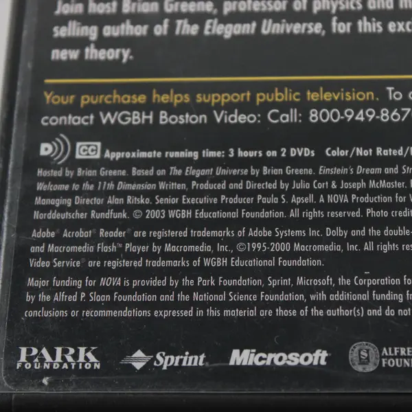 The Elegant Universe 2-DVD Set, 2003 w/Special Features, #WG36779