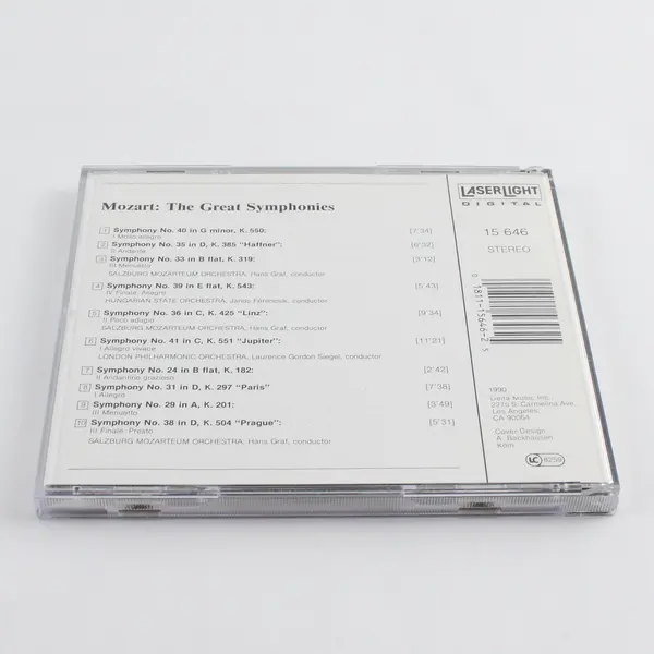 The Great Symphonies Vol. 1 Hlts by W.A. Mozart LaserLight Digital CD 1990