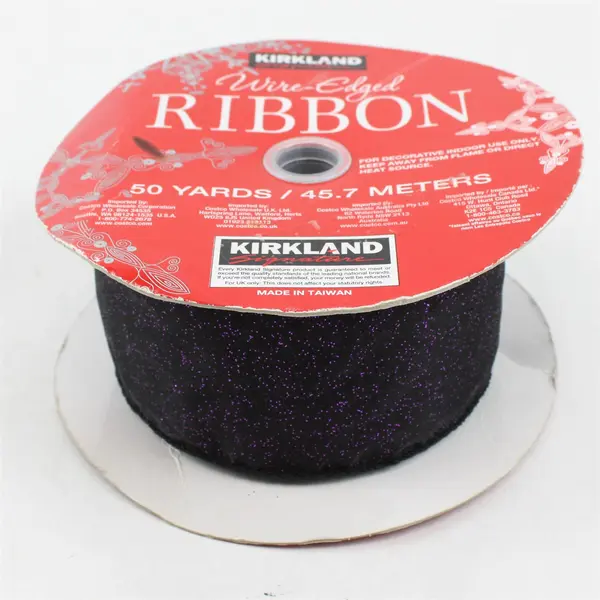 Roll Kirkland Wire Edge Ribbon Roll Purple Metallic #175504 Almost Full 50 Yds. 