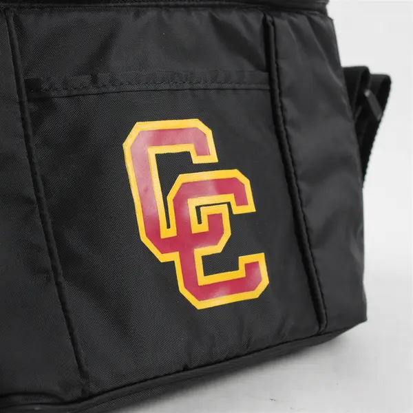 Port & Co. Insulated Black Lunch Bag with Carrying Strap, CC Letters