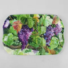 Melamine Rectangular-Shaped Serving Tray, Grapes Design, 12.4"x8.8"