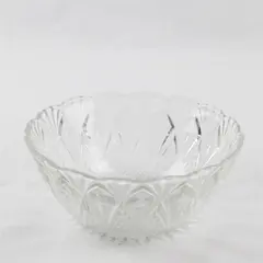 Godinger Clear Pressed/Cut Glass Bowl Scalloped Edge Bowl 6" Round 2.5" Tall
