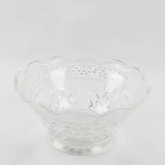 Anchor Hocking Wexford Pattern Clear Pressed Glass Footed Serving Bowl 8.5"