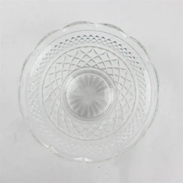 Anchor Hocking Wexford Pattern Clear Pressed Glass Footed Serving Bowl 8.5"