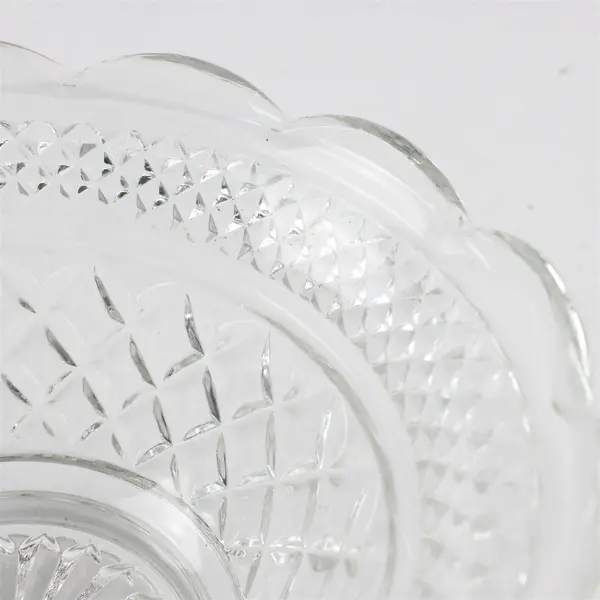 Anchor Hocking Wexford Pattern Clear Pressed Glass Footed Serving Bowl 8.5"