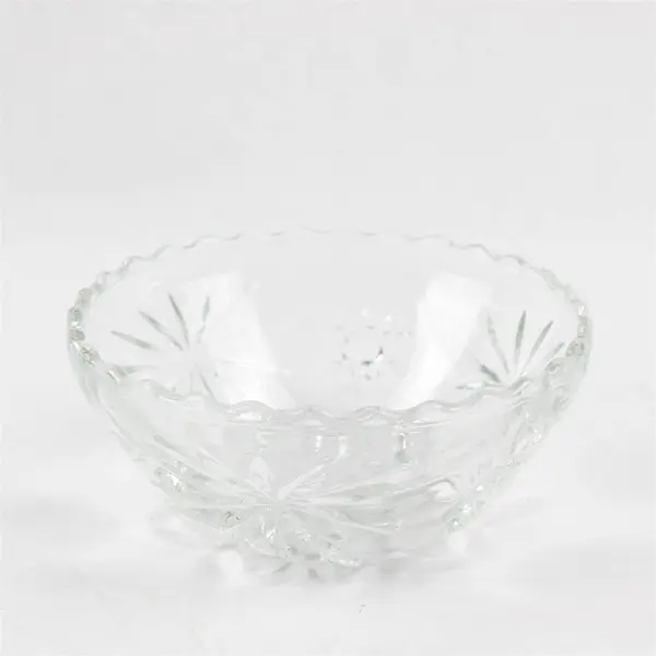 Lot Of 2 Anchor Hocking Prescut Clear Glass Small Bowls 5.5" Diameter 2.5" Tall