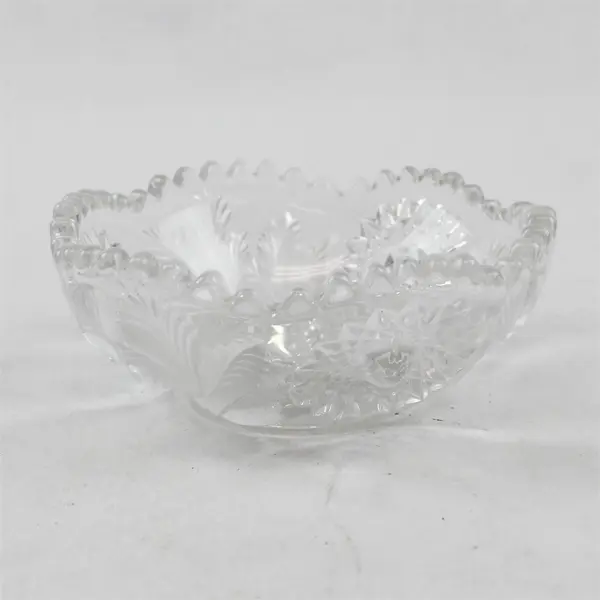 Early American Pressed Glass (EAPG) Hobstar & Feather Bowl 4.75" Round 2" Tall