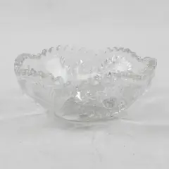 Early American Pressed Glass (EAPG) Hobstar & Feather Bowl 4.75" Round 2" Tall
