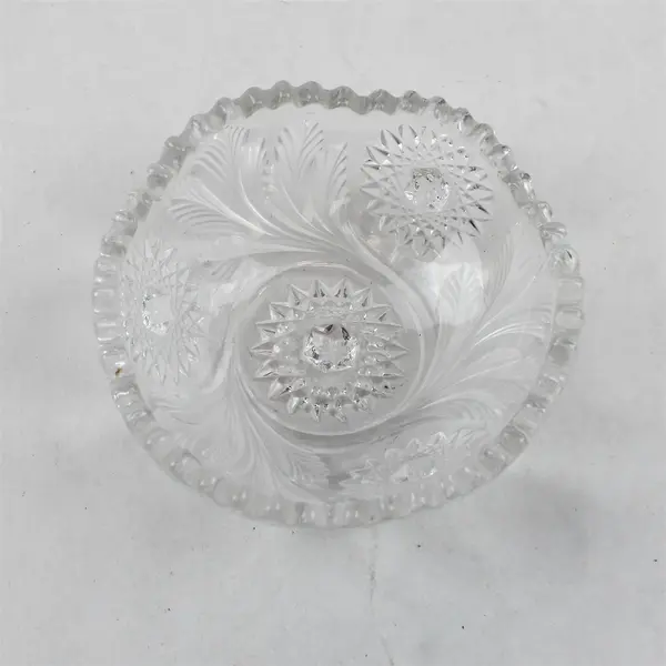 Early American Pressed Glass (EAPG) Hobstar & Feather Bowl 4.75" Round 2" Tall