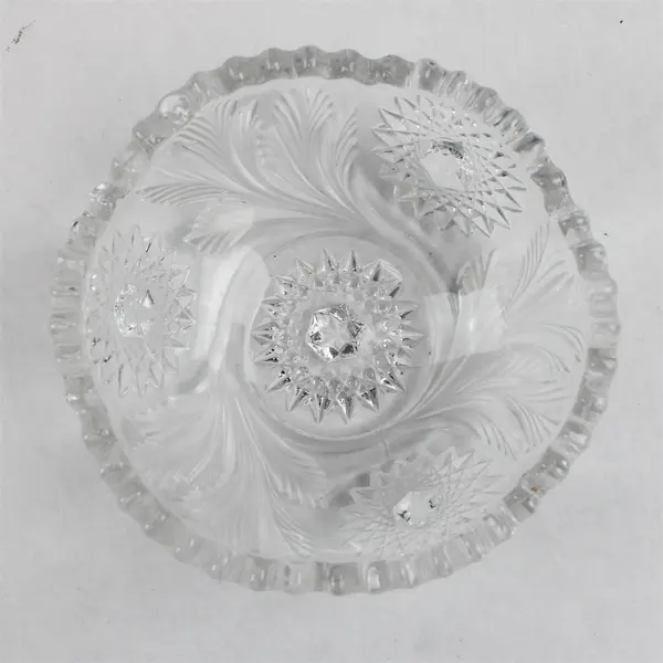 Early American Pressed Glass (EAPG) Hobstar & Feather Bowl 4.75" Round 2" Tall