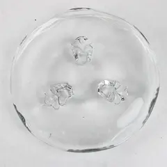 Fostoria Coronet Clear Pattern Glass 3-Toed Candy Dish/Tidbit Tray W/ Wavy Rim