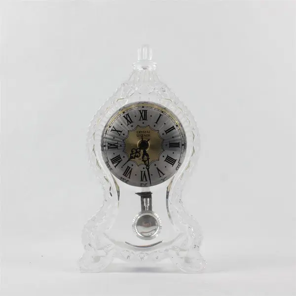 Godinger Crystal Legends Shannon Clear Glass Tabletop Clock (Tested/Works) 9.5"