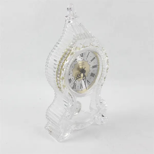 Godinger Crystal Legends Shannon Clear Glass Tabletop Clock (Tested/Works) 9.5"
