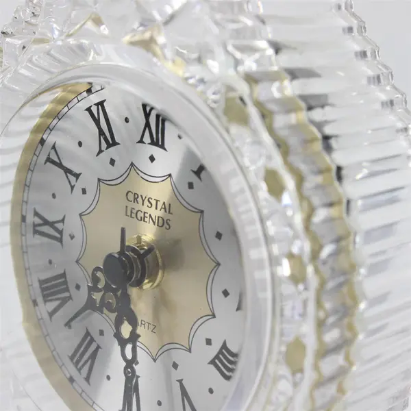 Godinger Crystal Legends Shannon Clear Glass Tabletop Clock (Tested/Works) 9.5"