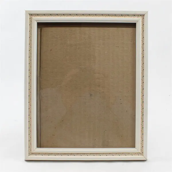 White Wooden Desk Top Picture Frame 8"x10" w/Decorative Floral Border 