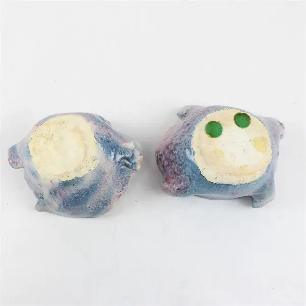 Lot Of 2 Handmade/Unmarked Matching Purple/Blue Home Decor Ceramic Bowls 7"