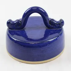 Unbranded/Unmarked Cobalt Blue Round Ceramic Earthware Plate Lid 6.25" Diameter