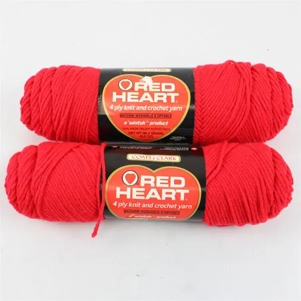 Lot of 3 Skeins of Red Heart Classic Red Yarn, Coats & Clark /Marigold, New 