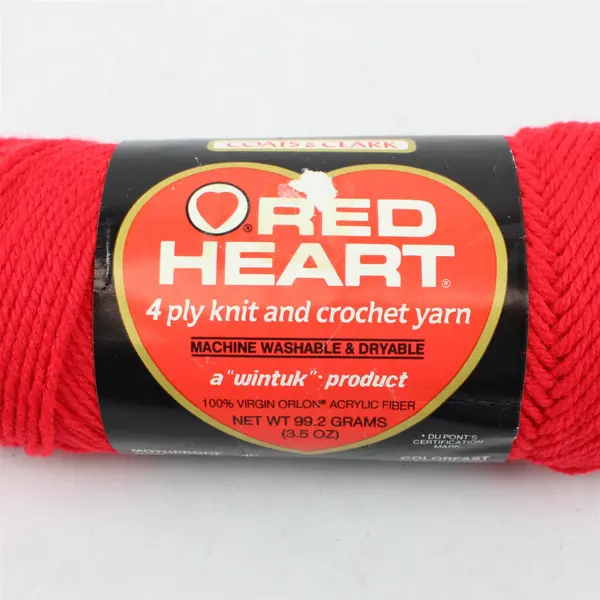 Lot of 3 Skeins of Red Heart Classic Red Yarn, Coats & Clark /Marigold, New 