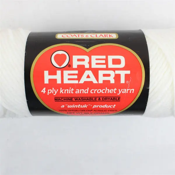 Lot of 3 Skeins of Red Heart Classic White Yarn, Coats & Clark, New 