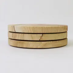Set of 3 Rustic Wood & Cork Coasters - Round Drink Coasters