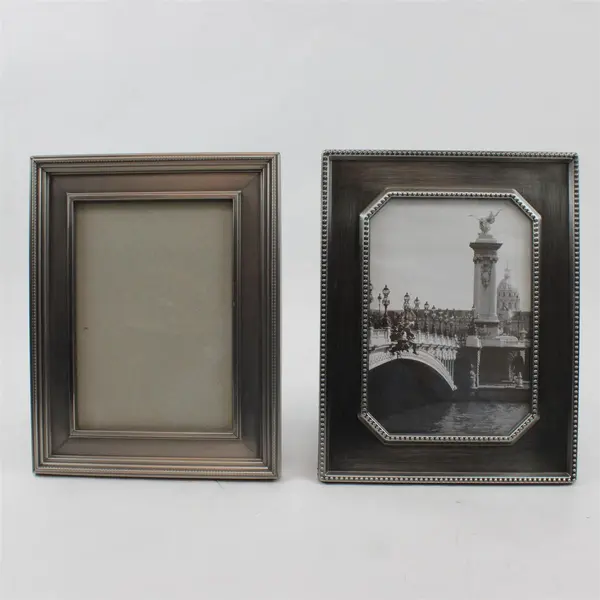 Lot of 2 Decorative Photo Frames Silver Toned 5" x 7"