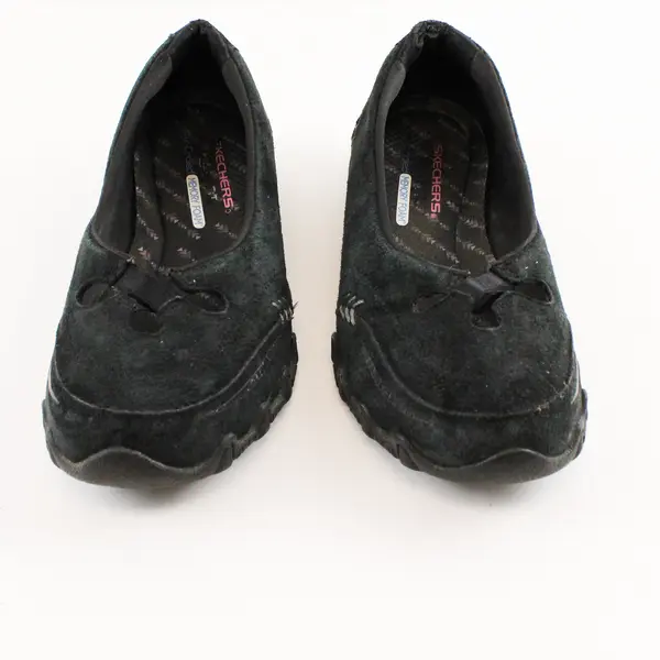 Skechers Black Suede Relaxed Fit Slip On Biker Ballet Kicks Shoes Women's Size 8