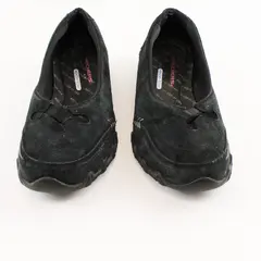 Skechers Black Suede Relaxed Fit Slip On Biker Ballet Kicks Shoes Women's Size 8