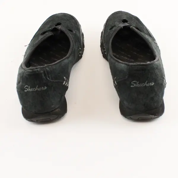 Skechers Black Suede Relaxed Fit Slip On Biker Ballet Kicks Shoes Women's Size 8