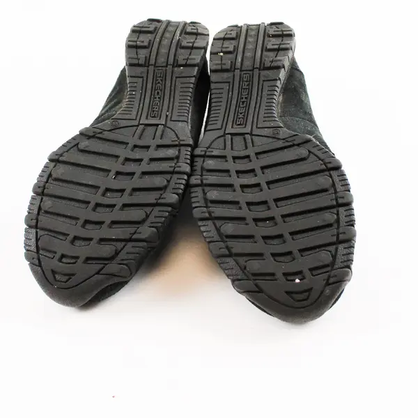 Skechers Black Suede Relaxed Fit Slip On Biker Ballet Kicks Shoes Women's Size 8