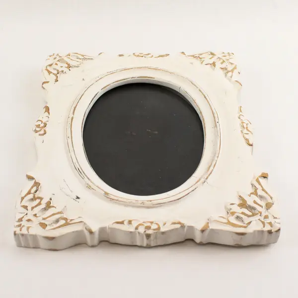 World Market Estella Distressed White Wood Picture Frame Fits Oval 5"x7" Picture