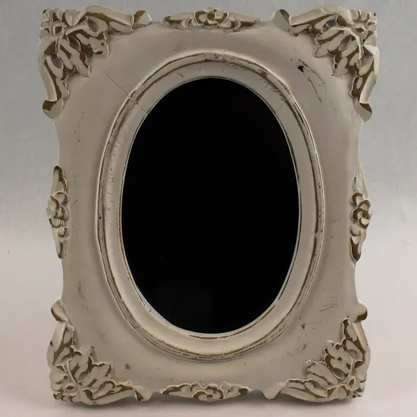 World Market Estella Distressed White Wood Picture Frame Fits Oval 5"x7" Picture