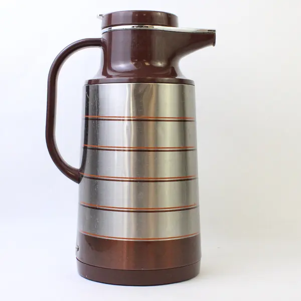 Dia Diamond Vacuum Flask Carafe Brown & Silver Striped Insulated Used
