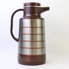 Dia Diamond Vacuum Flask Carafe Brown & Silver Striped Insulated Used