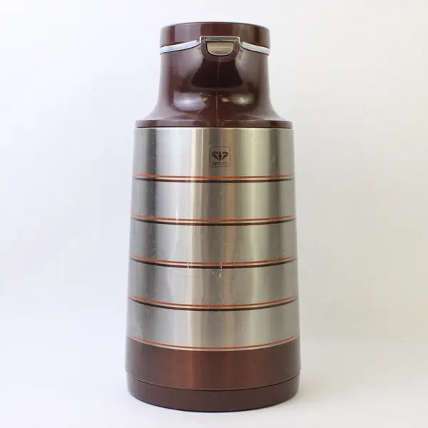 Dia Diamond Vacuum Flask Carafe Brown & Silver Striped Insulated Used