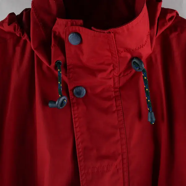 Vintage London Fog Men's Size LR Red Full Zip Tuckable Hood Raincoat