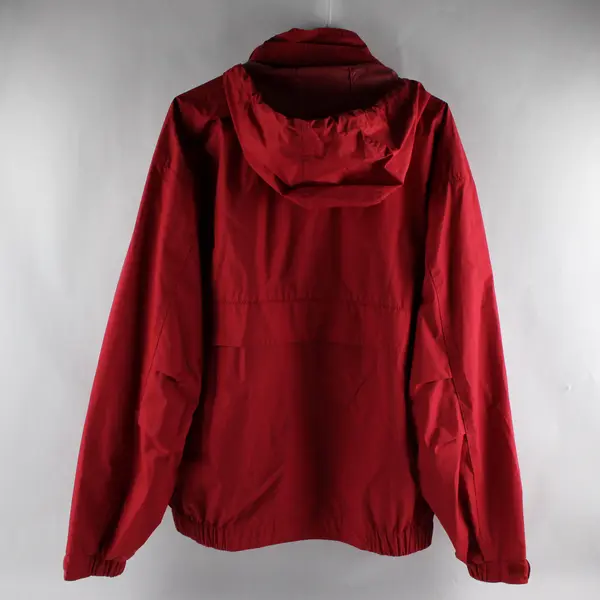 Vintage London Fog Men's Size LR Red Full Zip Tuckable Hood Raincoat