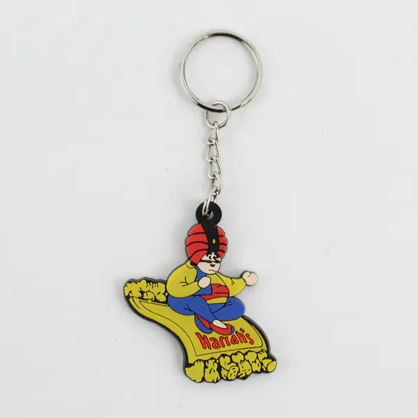 Vintage Rubber Harrah’s Casino Genie on Magic Flying Carpet Standard Keychain 