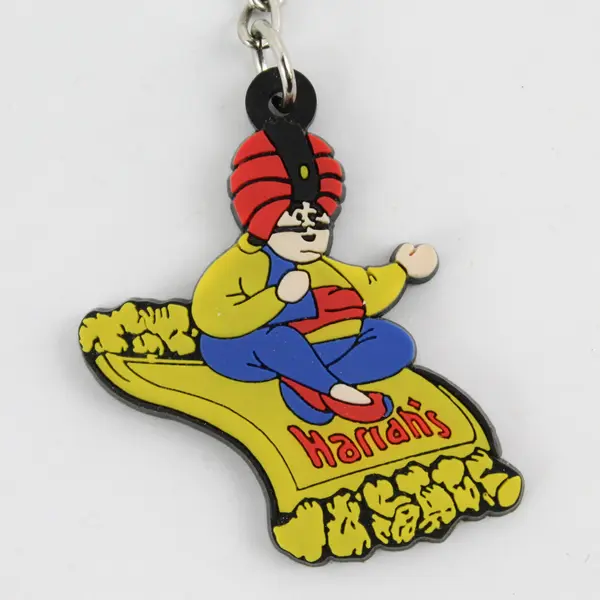 Vintage Rubber Harrah’s Casino Genie on Magic Flying Carpet Standard Keychain 