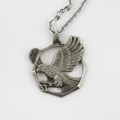 Vintage Flying Eagle Silver Pendant Artisan Necklace With 9.5" Cable Chain