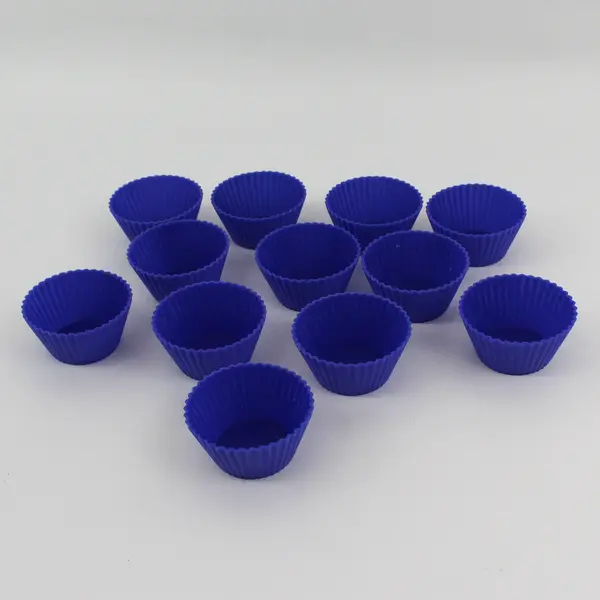 Set of 12 Cobalt Blue Silicone Muffin Cups