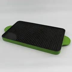 Wolfgang Puck 21 Inch Cast Iron And Enamel Reversible Grill Pan Green And Cream