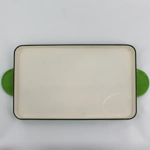 Wolfgang Puck 21 Inch Cast Iron And Enamel Reversible Grill Pan Green And Cream