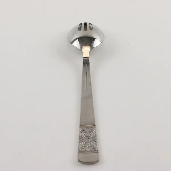 Reed and Barton 18/10 Stainless Slotted Spoon in the Pattern Harvest Bouquet