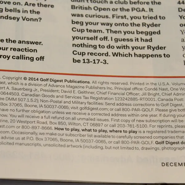 Lot Of 3 Golf Digest Magazines September November December 2014