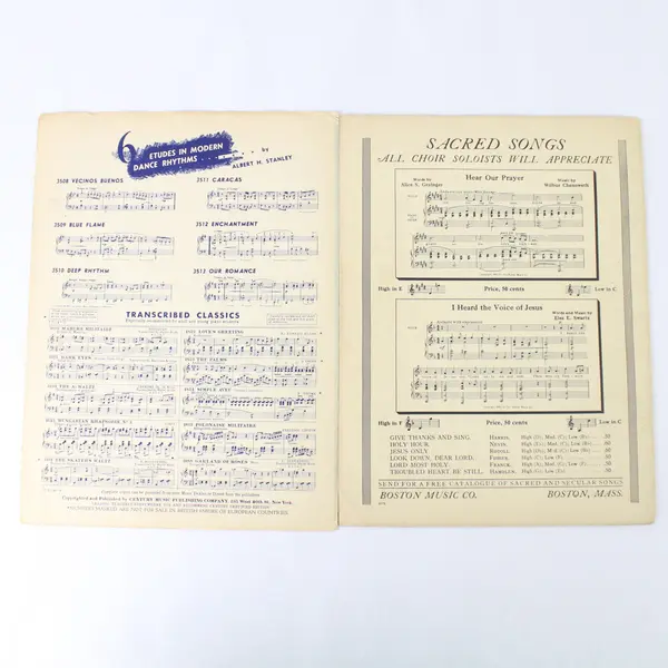 Lot Of 2 Vintage Sheet Music from 1942 Featuring Ay Ay Ay and The Holy City