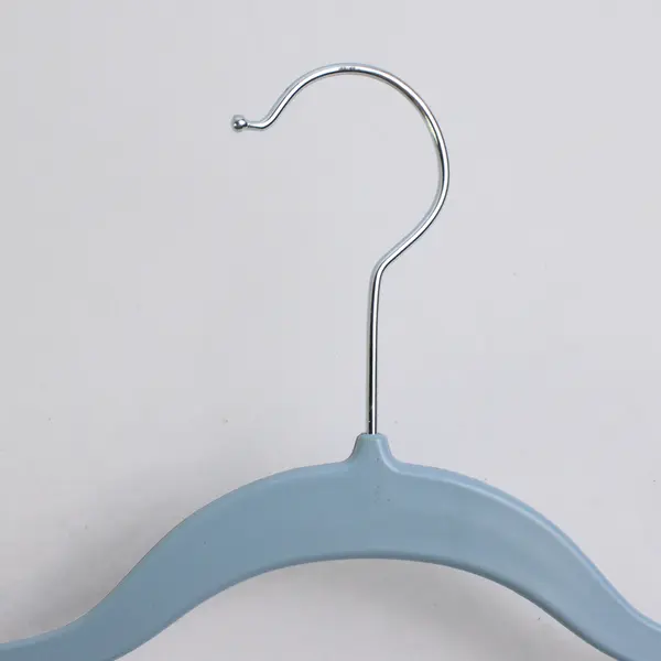 Lot of 10 Thin Blue Plastic Traditional Hangers w/ Notches Metal Hooks