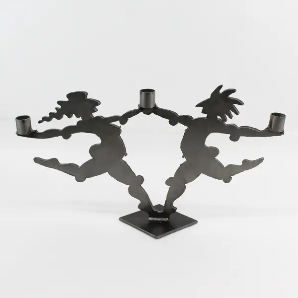 1994 Jeffrey Manpearl Dancers Metal Art Candleholder Signed
