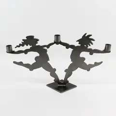 1994 Jeffrey Manpearl Dancers Metal Art Candleholder Signed